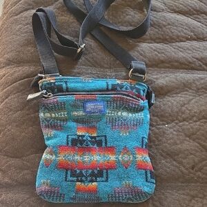 Pendleton Teal and Orange Geometric Crossbody Bag